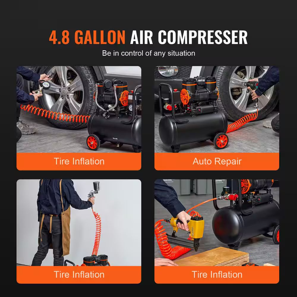 1.2 HP 4.8 Gal. Air Compressor Electric 2.2 CFM 90PSI Oil Free Air Compressor Tank and Max 116 PSI Ultra Compressor — product view 6