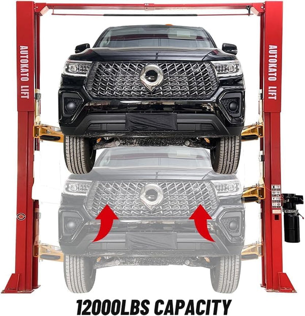 KATOOL 12,000 Lb Extra-Height 2-Post Car Lift AK-M120 Red