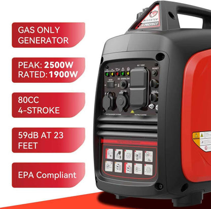 2500W Portable Generator Super Quiet Inverter Generator Ultra Lightweight for Home Backup Outdoor Camping, CO Sensor Protect, EPA, ECO Mode — product view 4