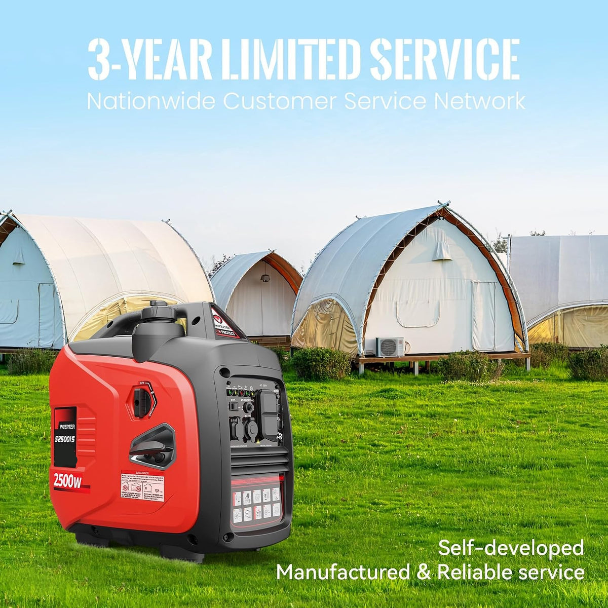 2500W Portable Generator Super Quiet Inverter Generator Ultra Lightweight for Home Backup Outdoor Camping, CO Sensor Protect, EPA, ECO Mode — product view 5