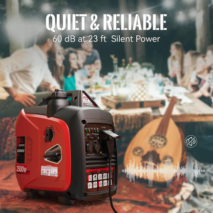 2500W Portable Generator Super Quiet Inverter Generator Ultra Lightweight for Home Backup Outdoor Camping, CO Sensor Protect, EPA, ECO Mode — product view 6