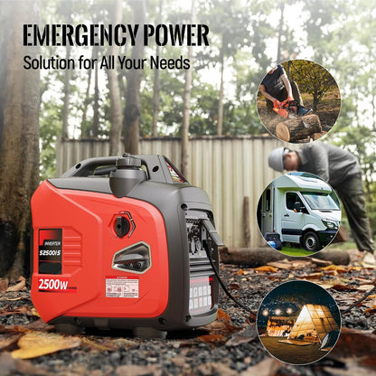 2500W Portable Generator Super Quiet Inverter Generator Ultra Lightweight for Home Backup Outdoor Camping, CO Sensor Protect, EPA, ECO Mode — product view 7