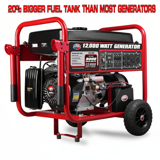 12000 Watt Portable Generator W/ Electric Start, Gas Powered, APGG12000