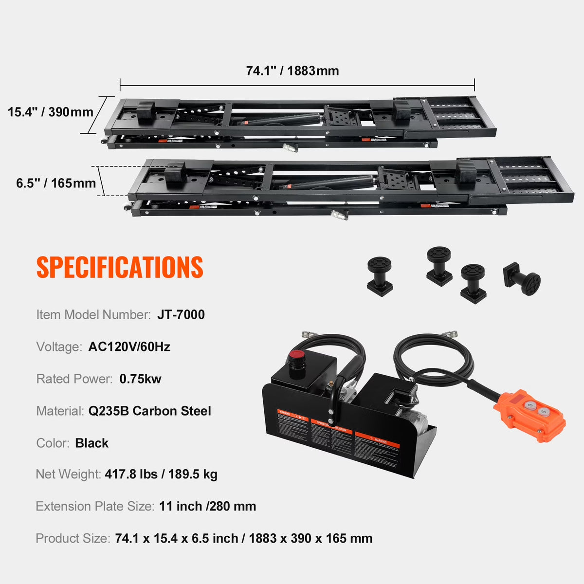 Portable Car Lift 7000 LBS Automatic Car Lift System Jack for Home Garage — product view 8