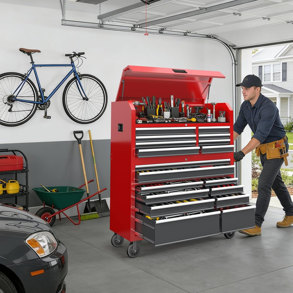 AIRAJ 18-Drawer 66" Rolling Tool Chest with Power Strip
