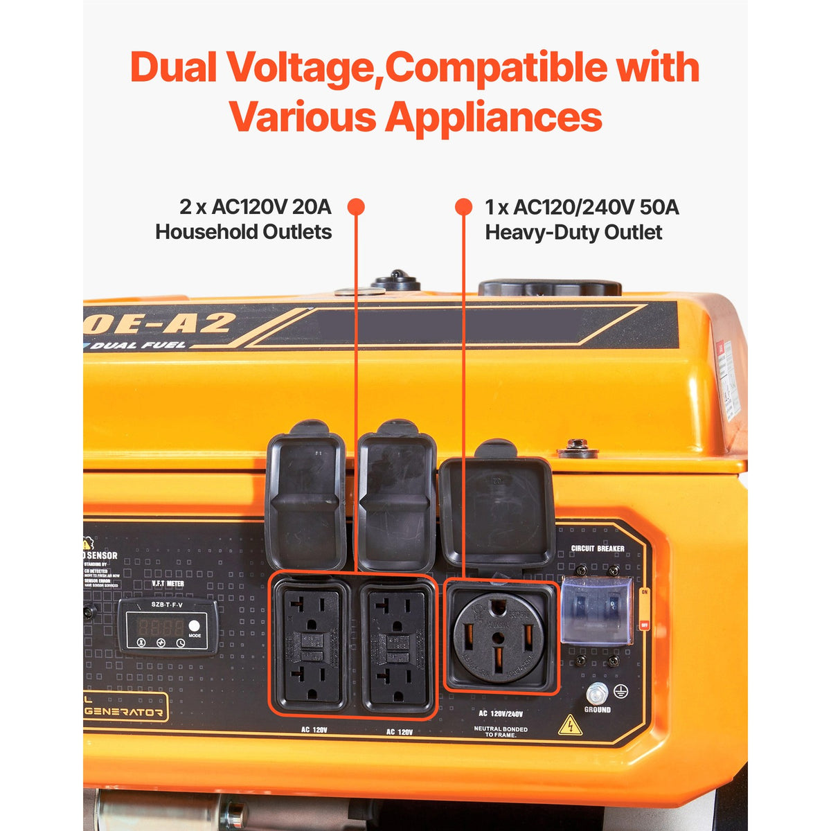 Portable Dual Fuel Generator 13500W Gasoline & 12000W LPG Peak Power — product view 5