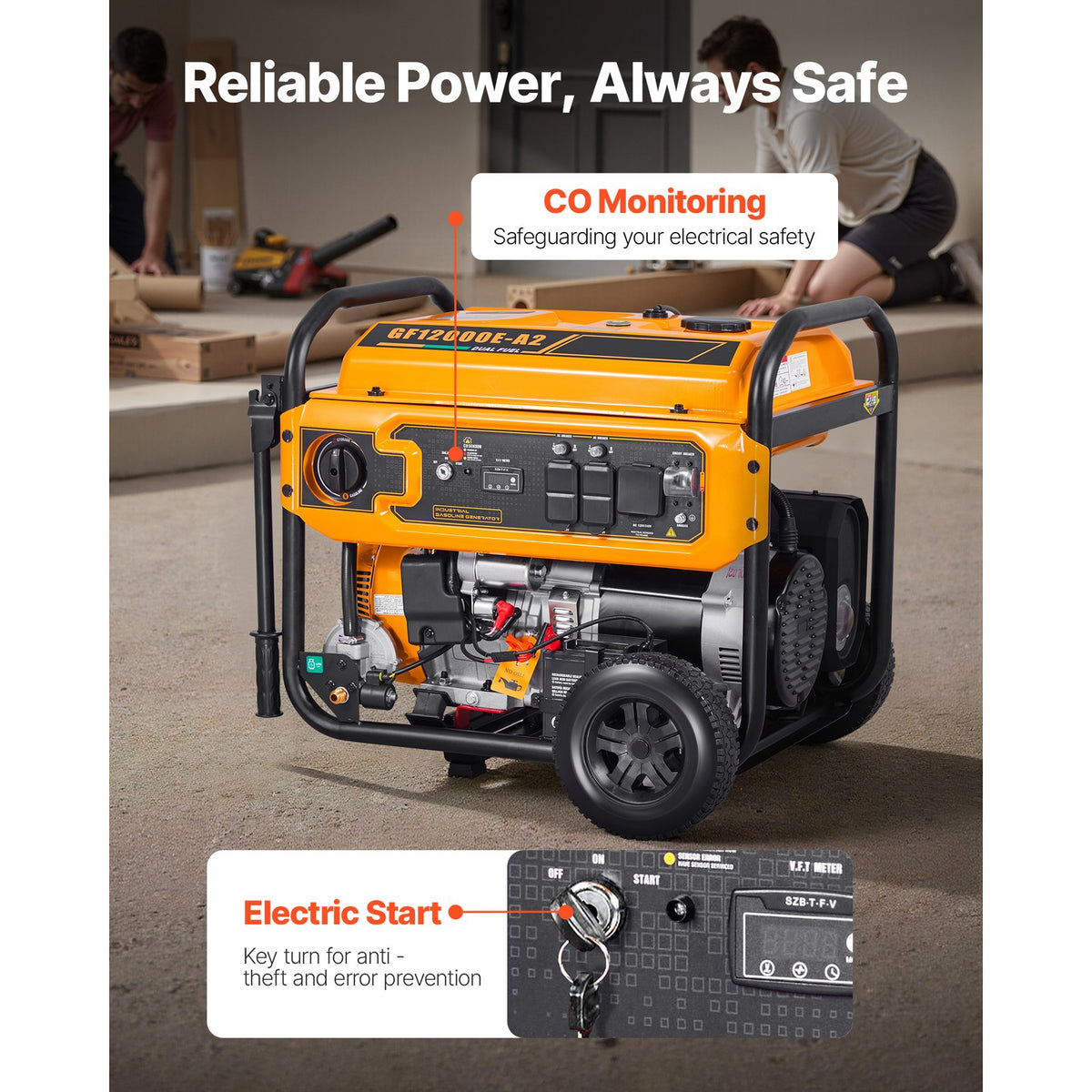 Portable Dual Fuel Generator 13500W Gasoline & 12000W LPG Peak Power — product view 6