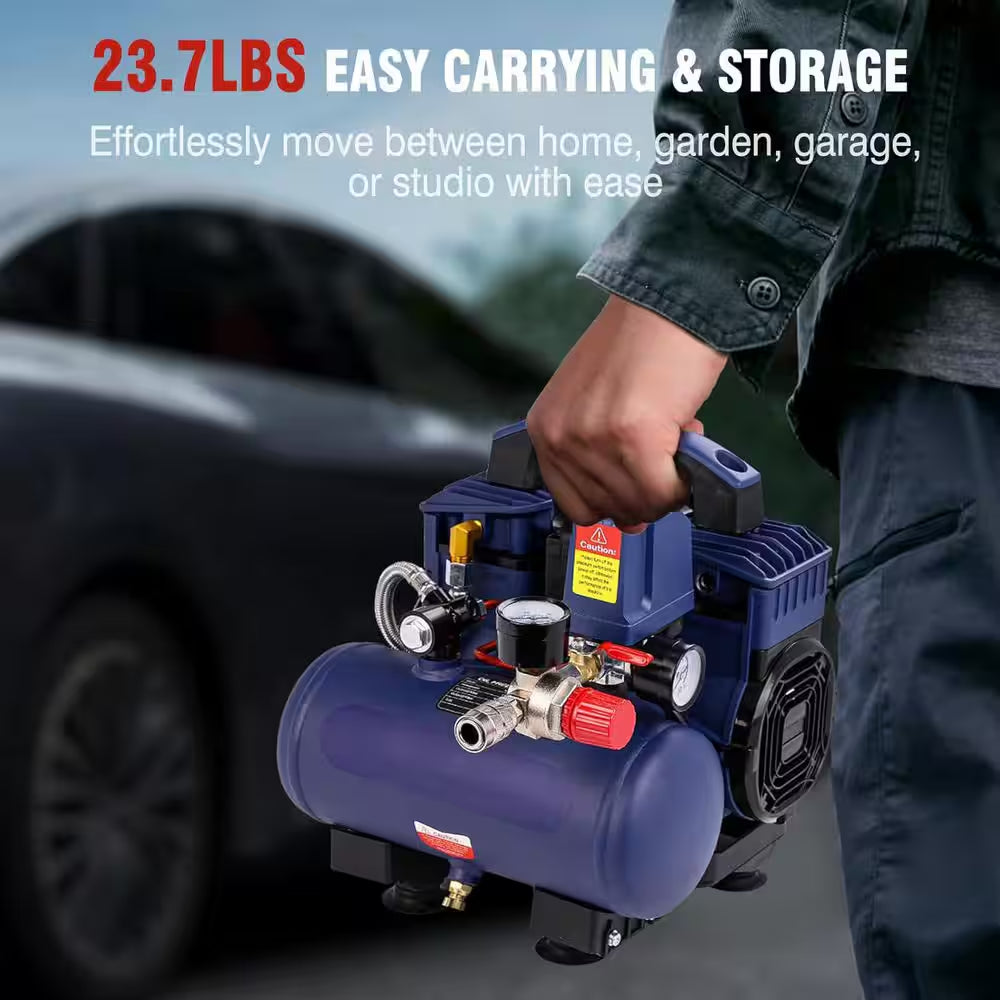 Ultra Quiet 1 Gal. Portable Electric Air Compressor 60 Db 13-Second Quick Fill Oil-Free 1.5HP 120 PSI Violet — product view 4