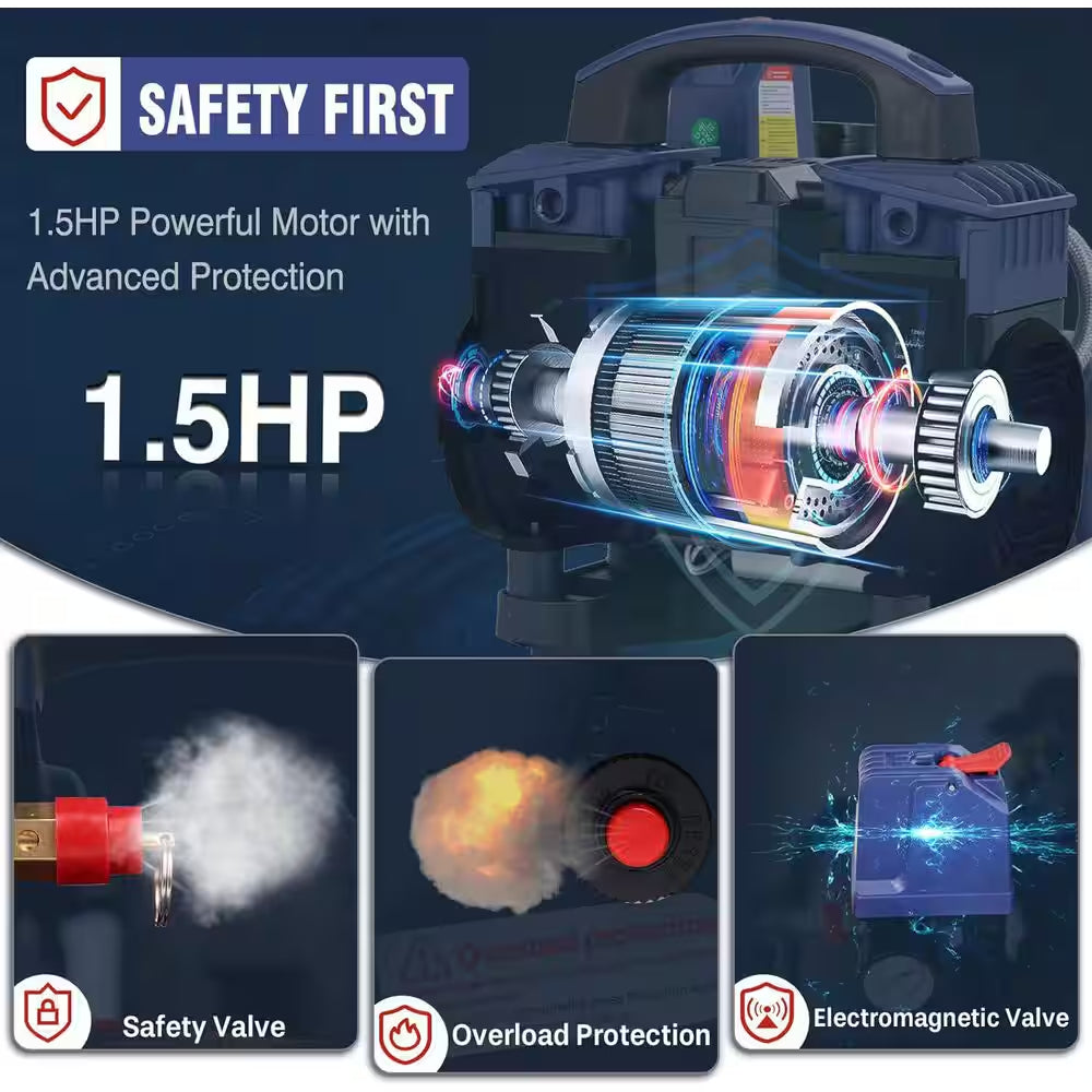 Ultra Quiet 1 Gal. Portable Electric Air Compressor 60 Db 13-Second Quick Fill Oil-Free 1.5HP 120 PSI Violet — product view 6
