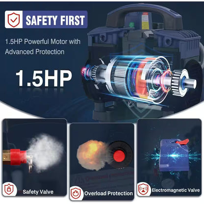 Ultra Quiet 1 Gal. Portable Electric Air Compressor 60 Db 13-Second Quick Fill Oil-Free 1.5HP 120 PSI Violet — product view 6